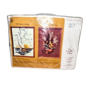 Vintage Creative Circle Crewel Embroidery Kit Sailboat Wood Decoy Sealed 1983